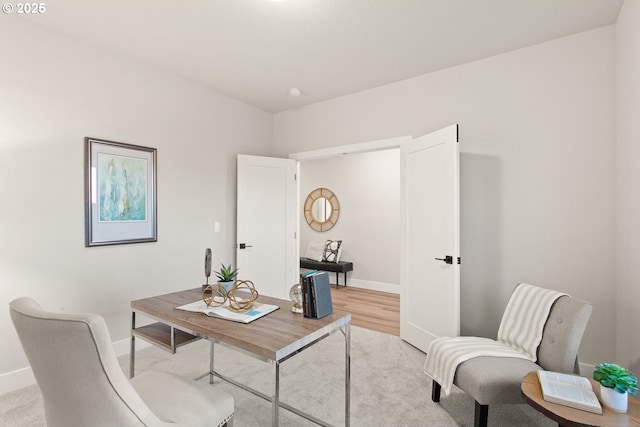 home office featuring light wood-type flooring