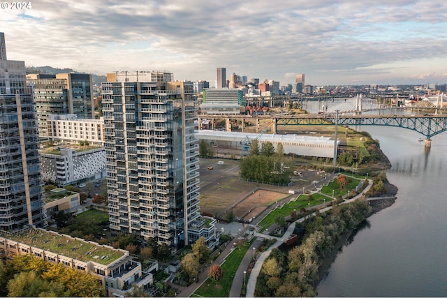 property's view of city with a water view