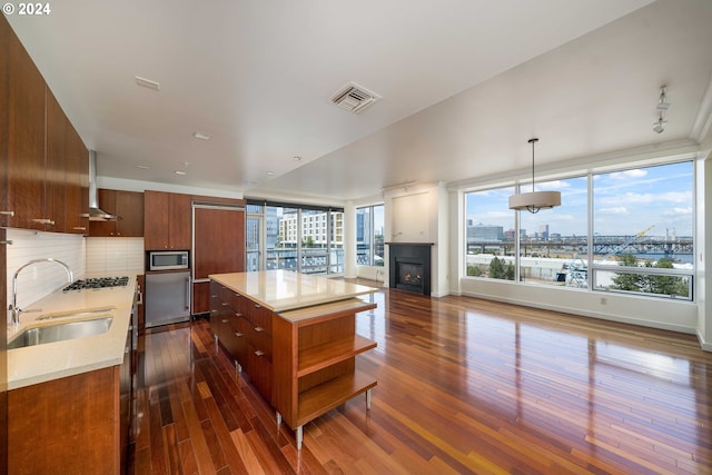 kitchen featuring tasteful backsplash, sink, dark hardwood / wood-style flooring, and stainless steel appliances