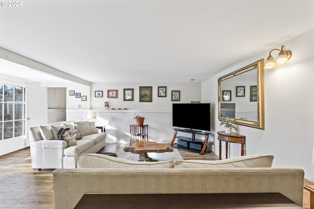 living room with wood-type flooring