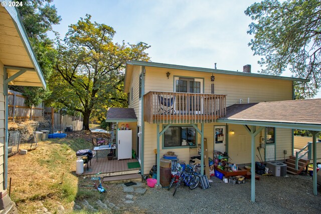 view of yard with a wooden deck