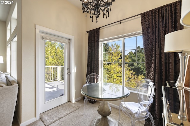 view of carpeted dining space