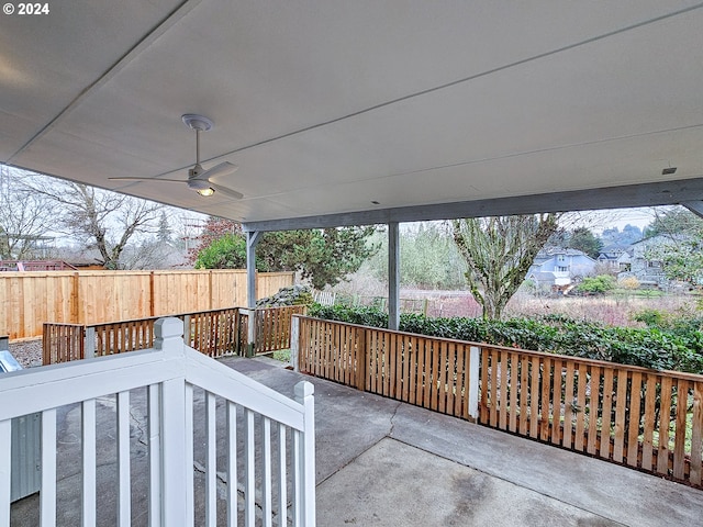 view of patio with ceiling fan