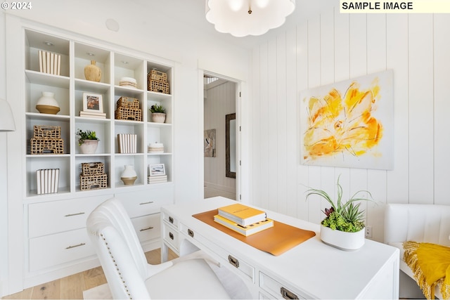 office space featuring light hardwood / wood-style floors