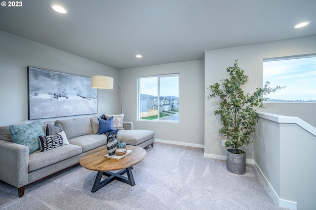 living room featuring carpet flooring