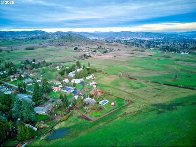 aerial view with a mountain view