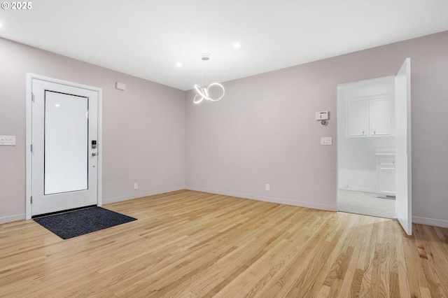 interior space with light hardwood / wood-style floors