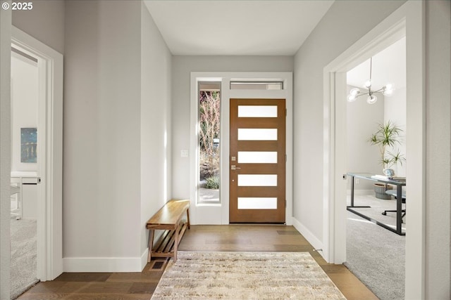 17808 Hillside Way, Lake Oswego, OR 97034 - foyer entrance featuring dark wood finished floors and baseboards