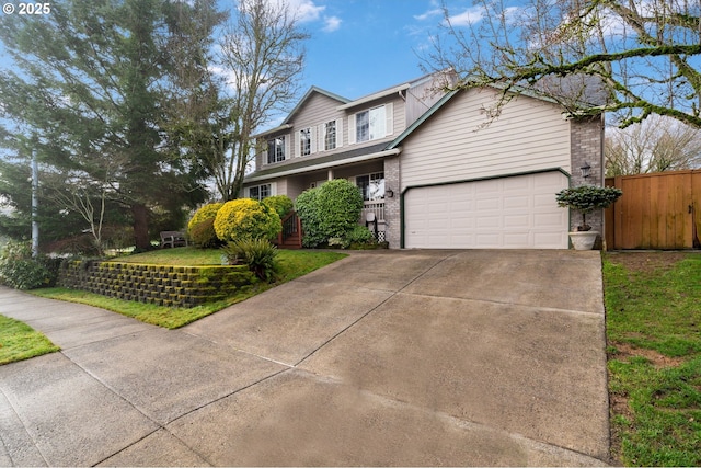 front of property with a garage and a front yard