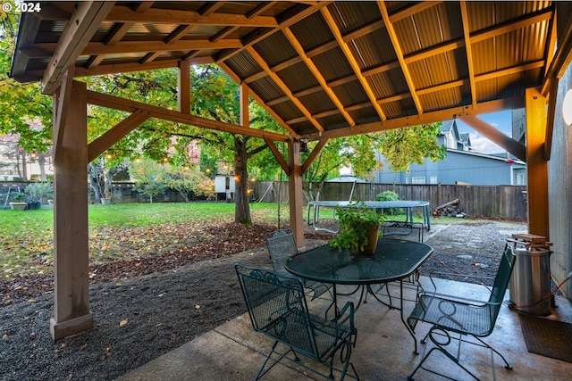 view of patio / terrace with a trampoline