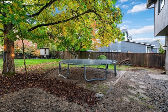 view of yard featuring a trampoline