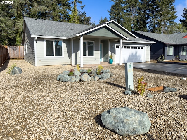 single story home with a garage