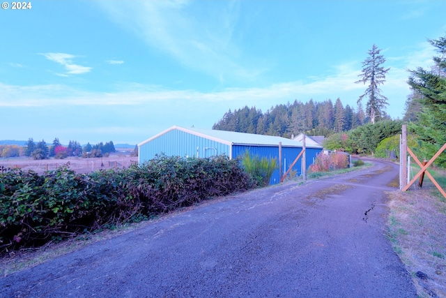 view of street with a rural view