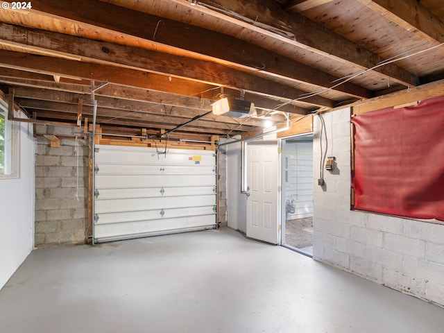 garage with a garage door opener