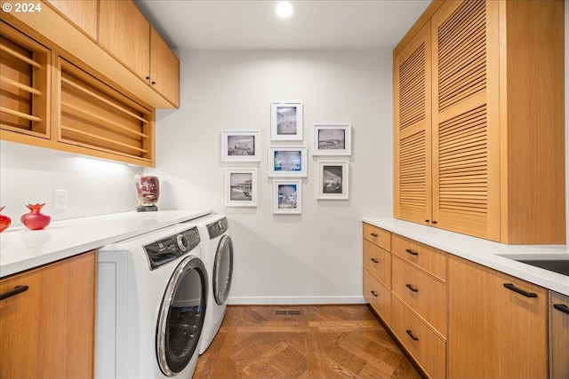 1933 Highlands Loop, Lake Oswego, OR 97034 - washroom with cabinet space, independent washer and dryer, and recessed lighting