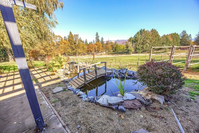 view of yard with a mountain view