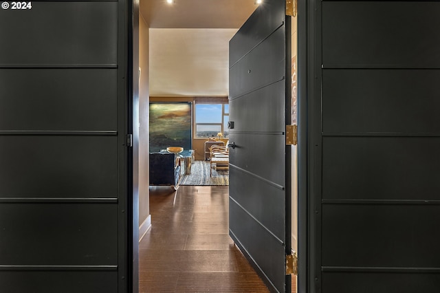 hallway featuring wood-type flooring