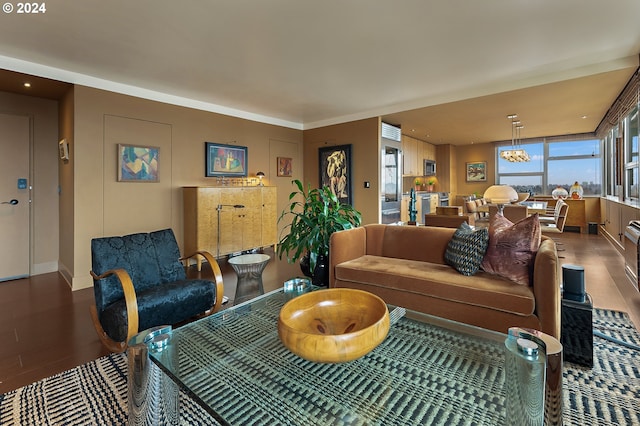 living room with wood-type flooring