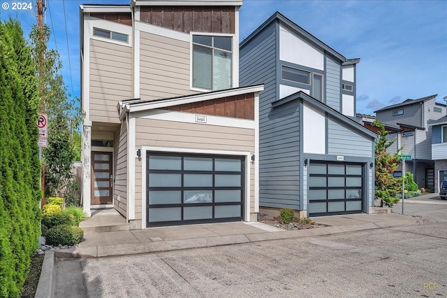 contemporary home featuring a garage