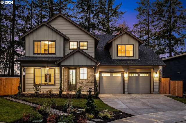 view of front of property featuring a garage