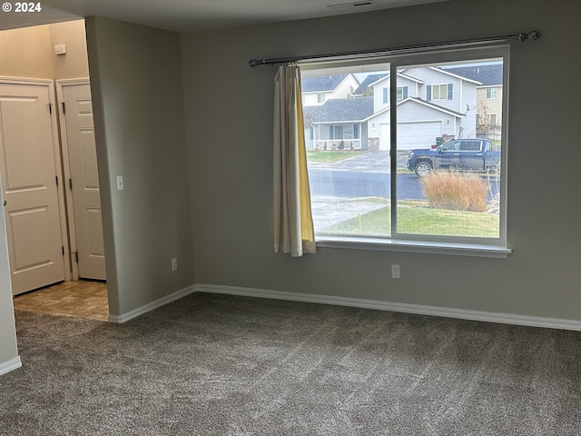 unfurnished room featuring carpet flooring and plenty of natural light