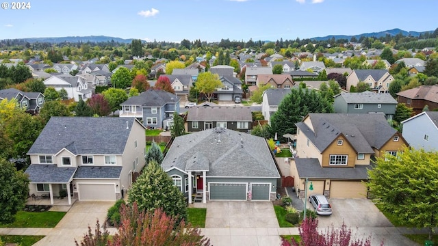 bird's eye view with a mountain view