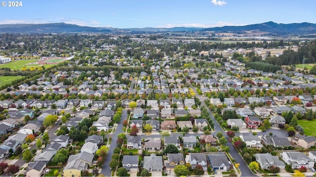 aerial view with a mountain view