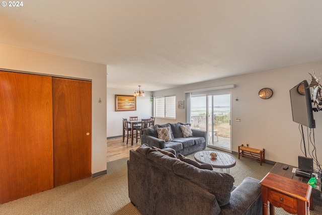 living room featuring carpet flooring