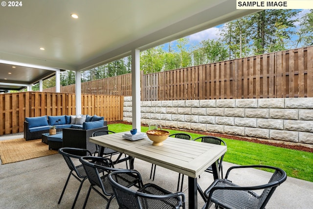 view of patio featuring an outdoor living space