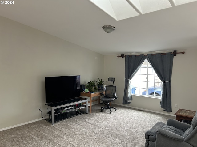 home office featuring carpet flooring