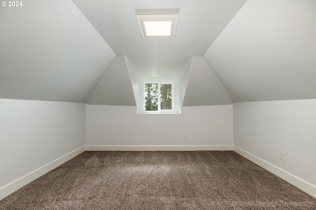 bonus room featuring carpet and vaulted ceiling