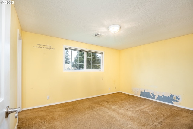 carpeted spare room featuring a textured ceiling