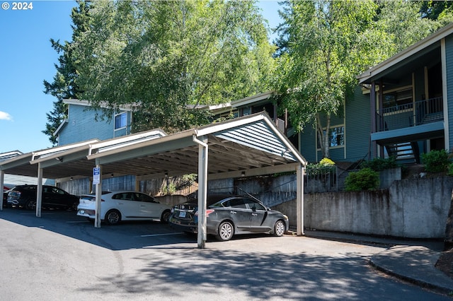 view of parking with a carport