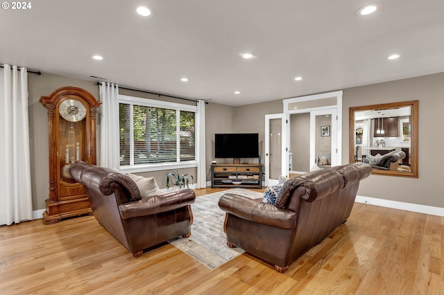 living room featuring light hardwood / wood-style floors