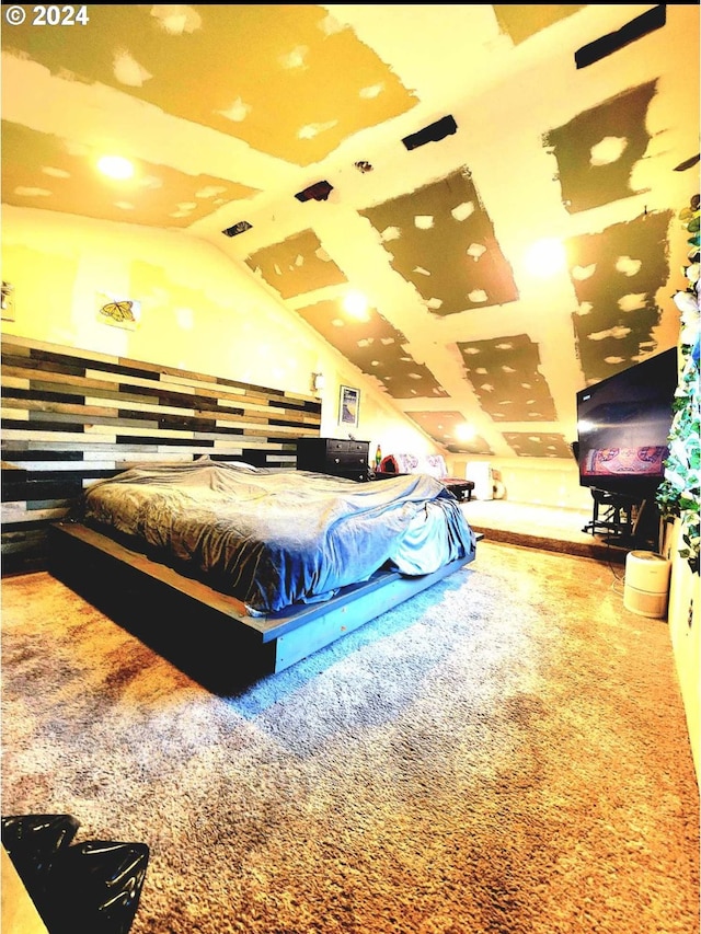 bedroom featuring vaulted ceiling