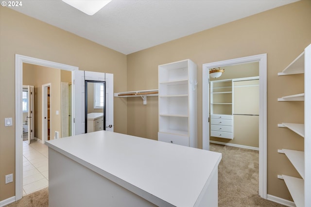 spacious closet with light carpet