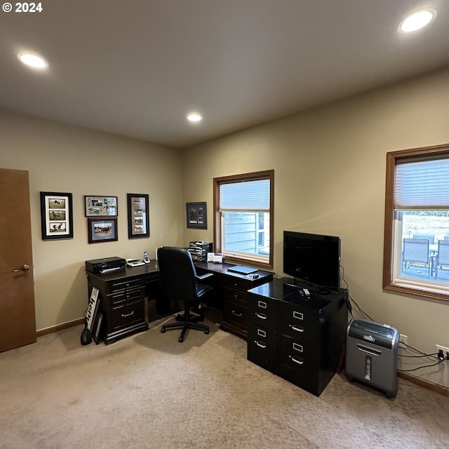 81890 S Fork Walla Walla Riv Rd, Milton-Freewater, OR 97862 - home office featuring light colored carpet, recessed lighting, and baseboards