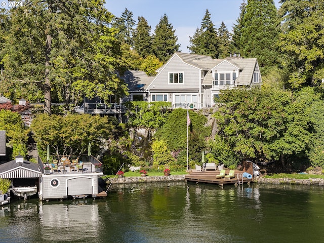 dock area featuring a water view