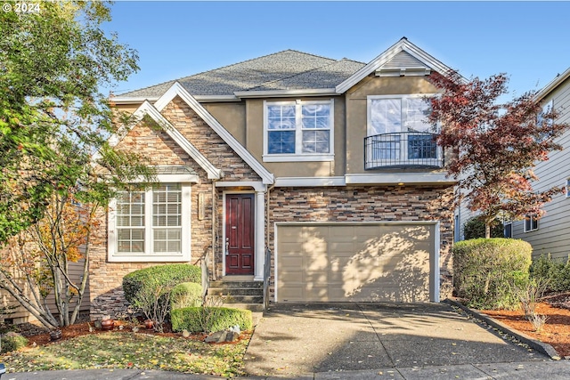 view of front facade with a garage