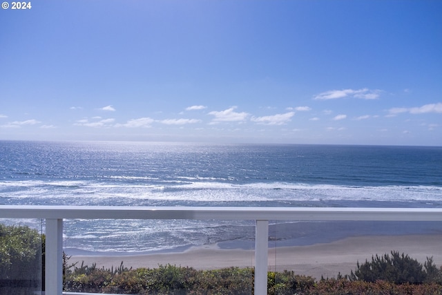 property view of water featuring a beach view