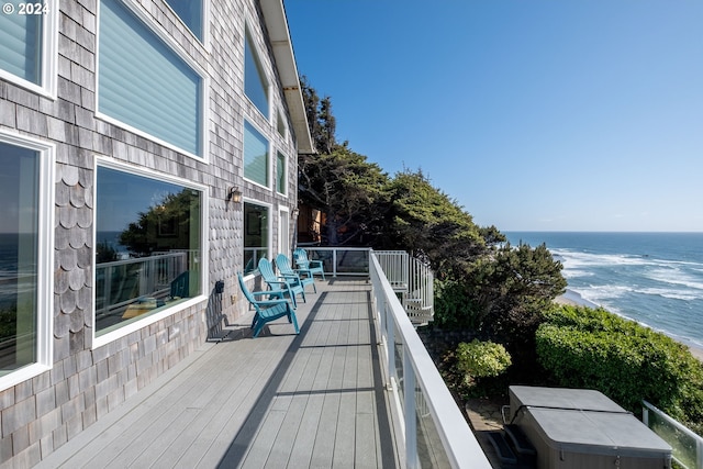 deck with a water view