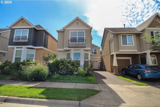 view of front of home with a garage