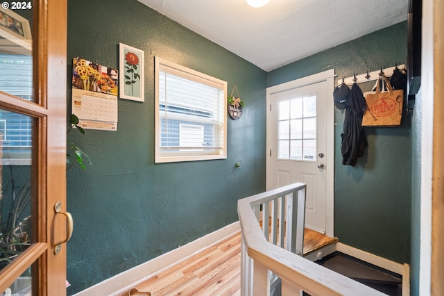 doorway to outside featuring wood-type flooring