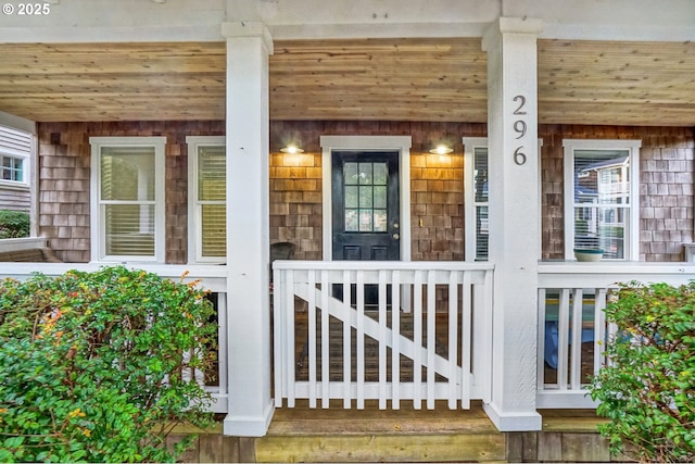 entrance to property with covered porch