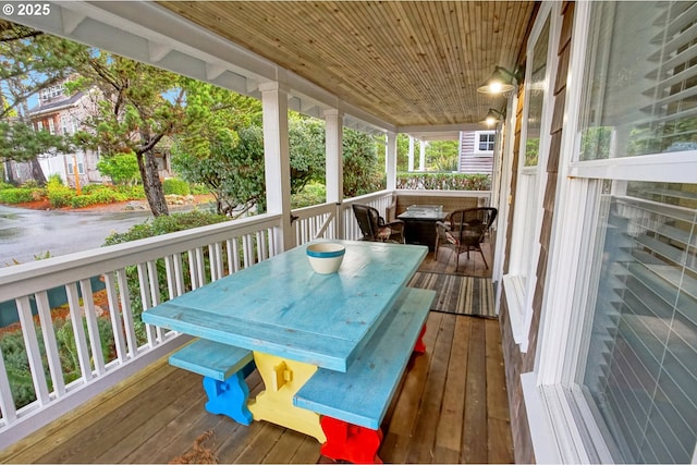 wooden deck with covered porch