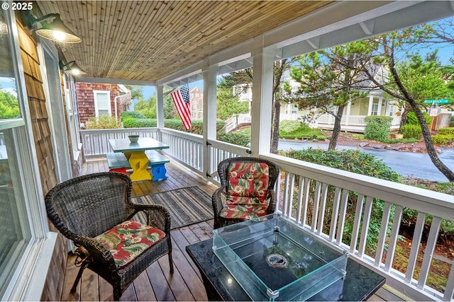 wooden deck with covered porch