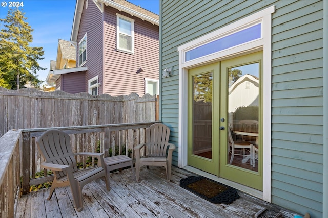 wooden deck with french doors