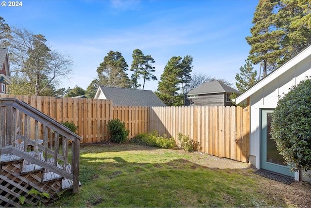 view of yard featuring a fenced backyard