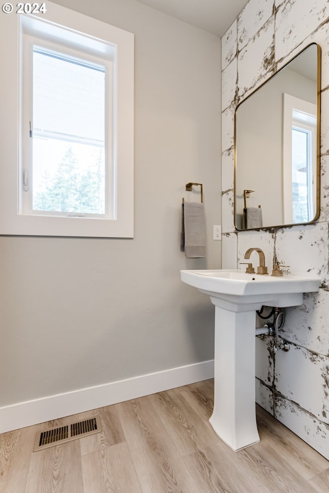 bathroom featuring hardwood / wood-style flooring