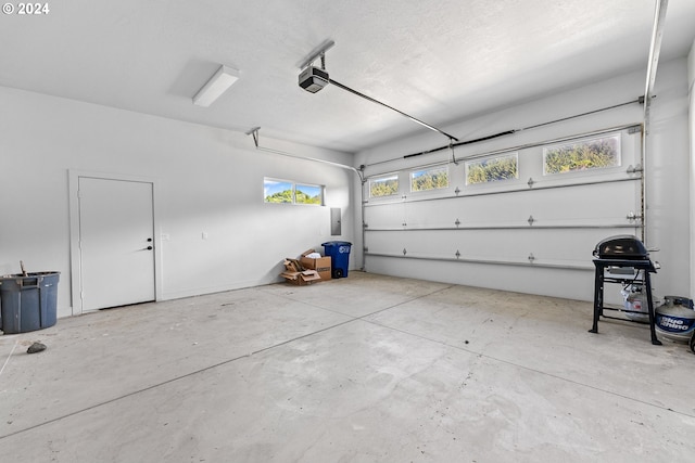 garage with a garage door opener